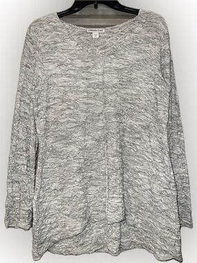 Coldwater Creek Heathered Light Gray Textured Knit Top
